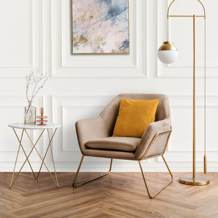 Design bársonyfotel, világosbarna Design bársonyfotel, világosbarna